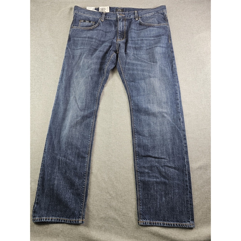 Boss Hugo Boss The Maine Jeans Mens 38X32 Blue Straight  Regular Stretch Denim